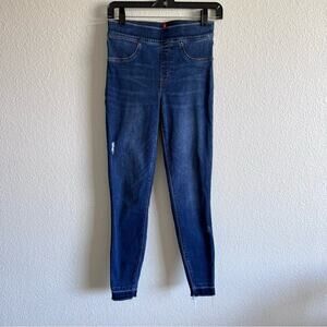 Spanx Distressed Denim High Rise Elastic Waist Jeggings